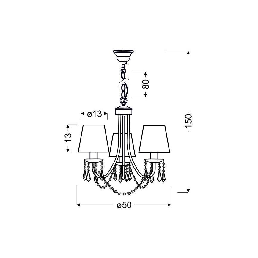 Luster na lancu RUTI 3xE14/40W/230V