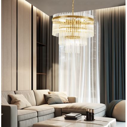 Luster na lancu SABRINA 7xE14/40W/230V zlatni