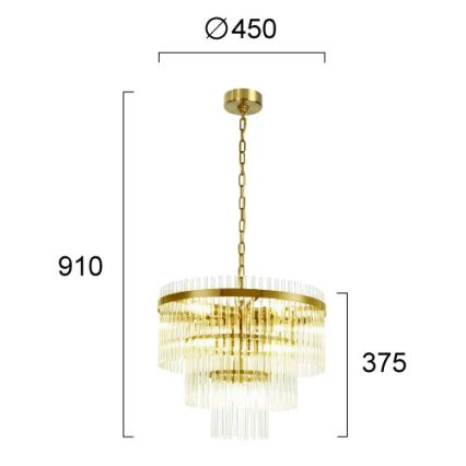 Luster na lancu SABRINA 7xE14/40W/230V zlatni