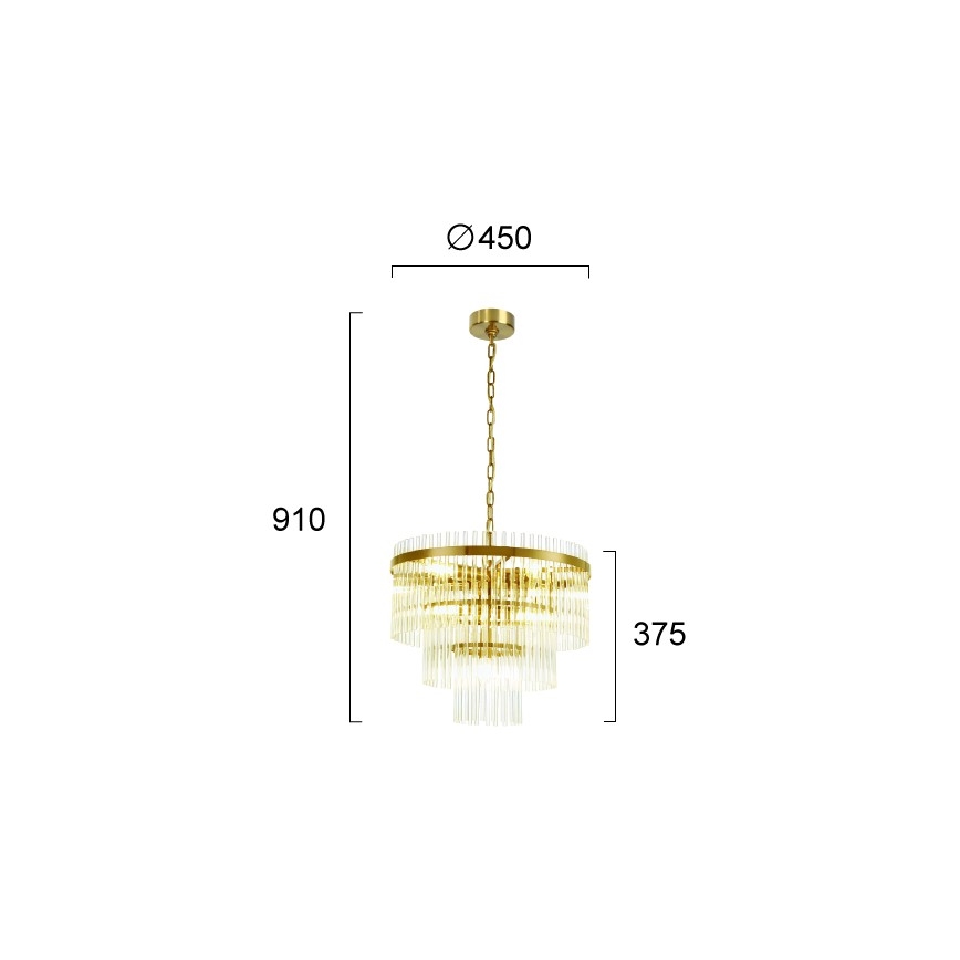 Luster na lancu SABRINA 7xE14/40W/230V zlatni