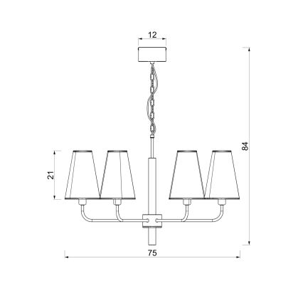 Luster na lancu TORTOLA 6xE14/15W/230V smeđi/krem