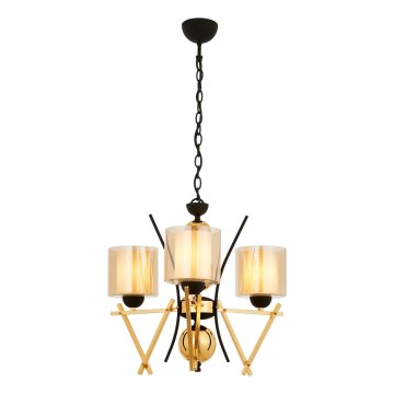 Luster na lancu VARANA 3xE27/40W/230V crna/zlatna
