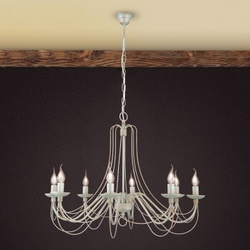 Luster na lancu VELA 8xE14/40W/230V pr. 80 cm bijela/zlatna/patina