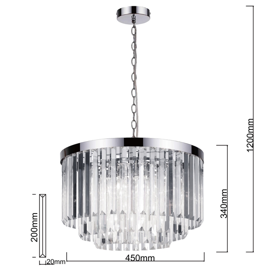 Luster na lancu VETRO 5xE14/60W/230V sjajni krom