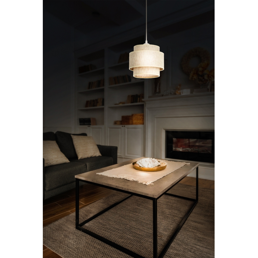 Luster na lanku BOHO 1xE27/60W/230V Ø 20 cm bijeli