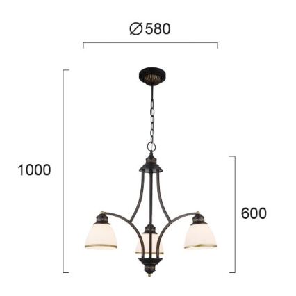 Luster na lanku CLAIR 3xE27/60W/230V promjer 58 cm brončani