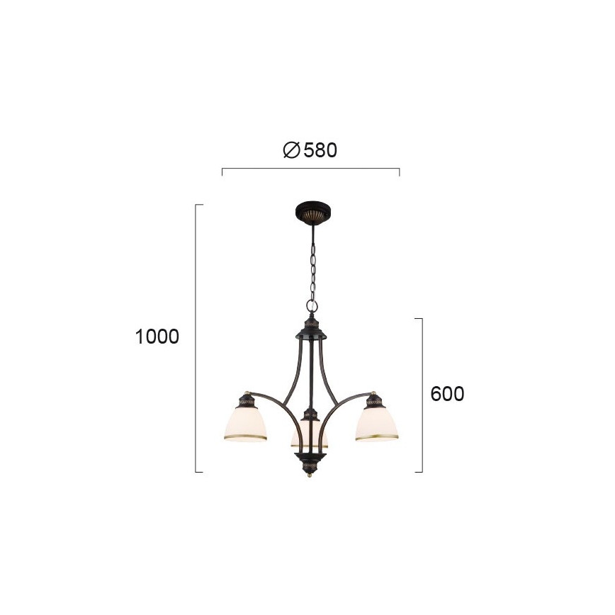 Luster na lanku CLAIR 3xE27/60W/230V promjer 58 cm brončani