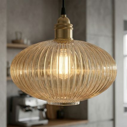 Luster na lanku MILOU 1xE27/15W/230V zlatna/dimljeno bež