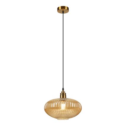Luster na lanku MILOU 1xE27/15W/230V zlatna/dimljeno bež