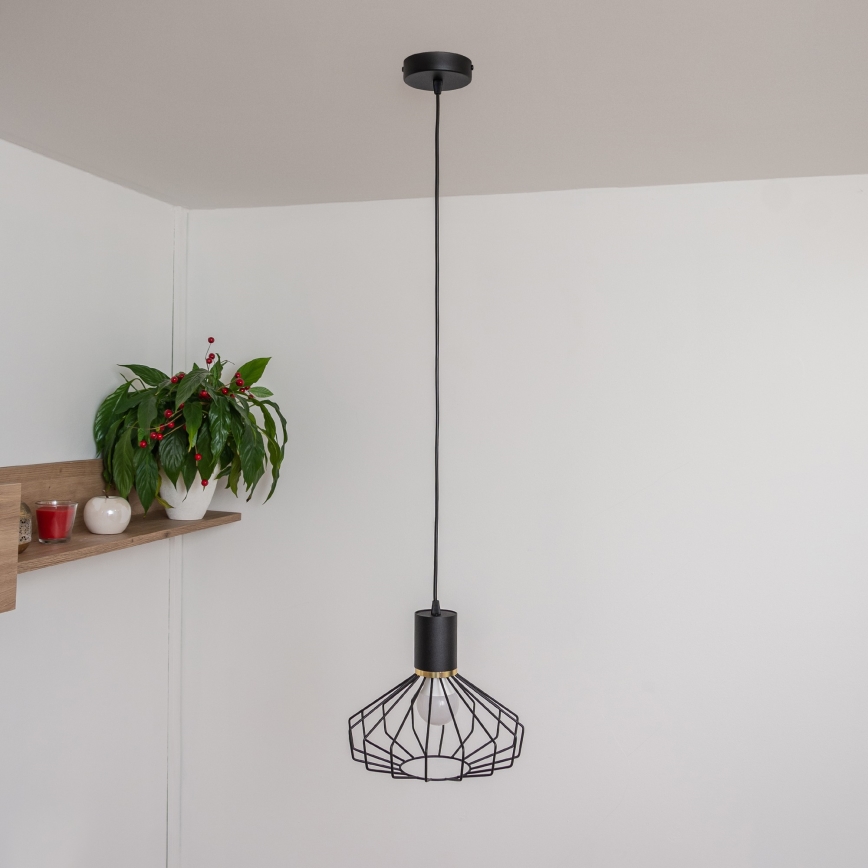 Luster na lanku SOLANO 1xE27/15W/230V crna/zlatna