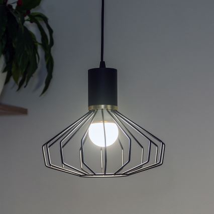 Luster na lanku SOLANO 1xE27/15W/230V crna/zlatna