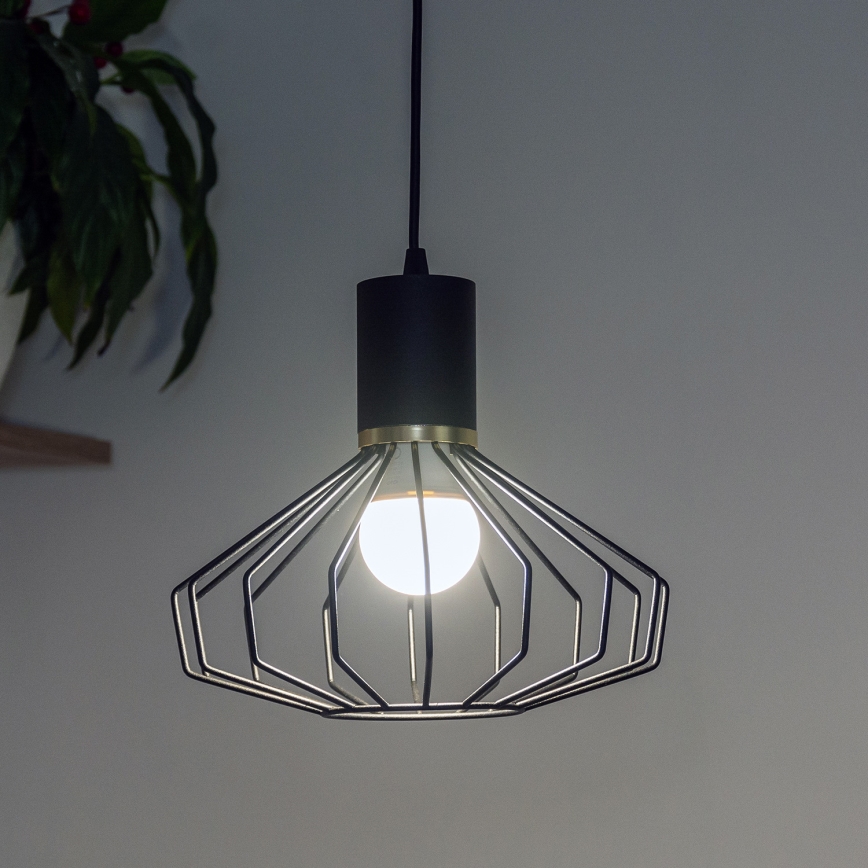 Luster na lanku SOLANO 1xE27/15W/230V crna/zlatna