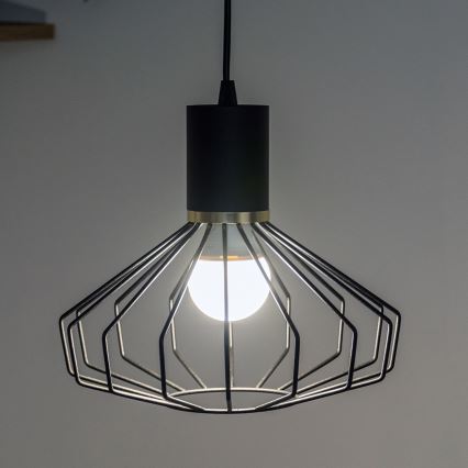 Luster na lanku SOLANO 1xE27/15W/230V crna/zlatna
