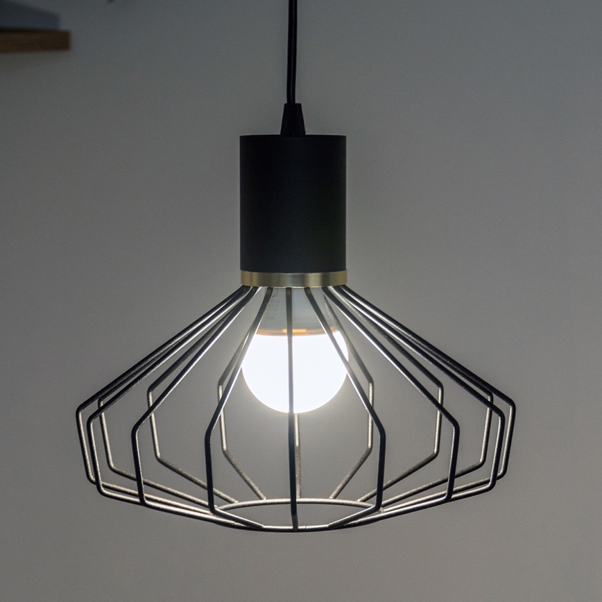 Luster na lanku SOLANO 1xE27/15W/230V crna/zlatna