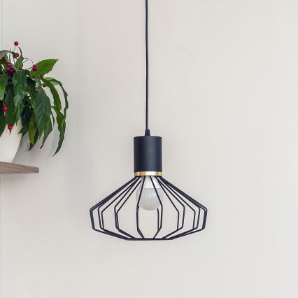 Luster na lanku SOLANO 1xE27/15W/230V crna/zlatna