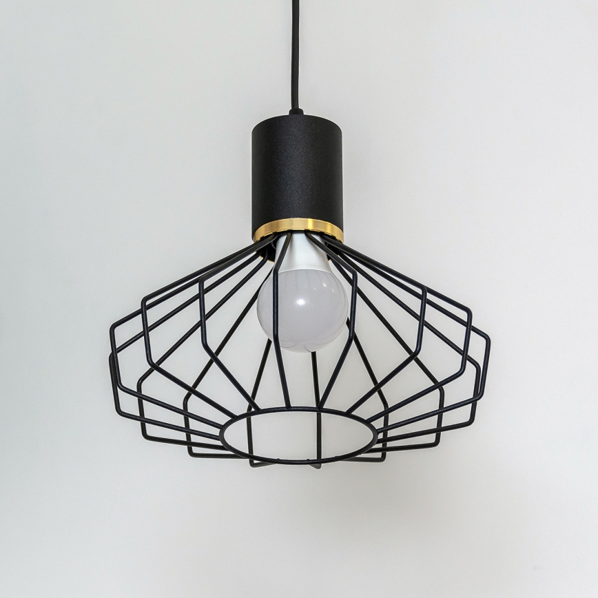 Luster na lanku SOLANO 1xE27/15W/230V crna/zlatna