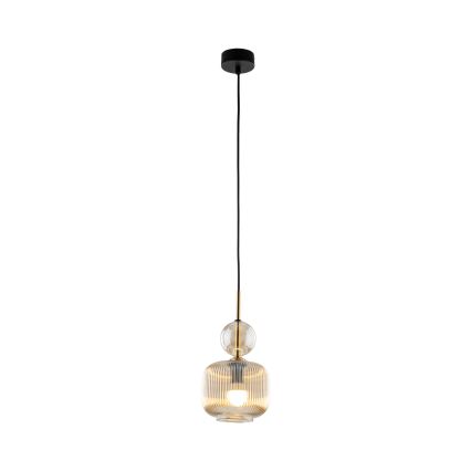 Luster na lanku SOPHIA 1xE14/10W/230V crna/dimljena bež