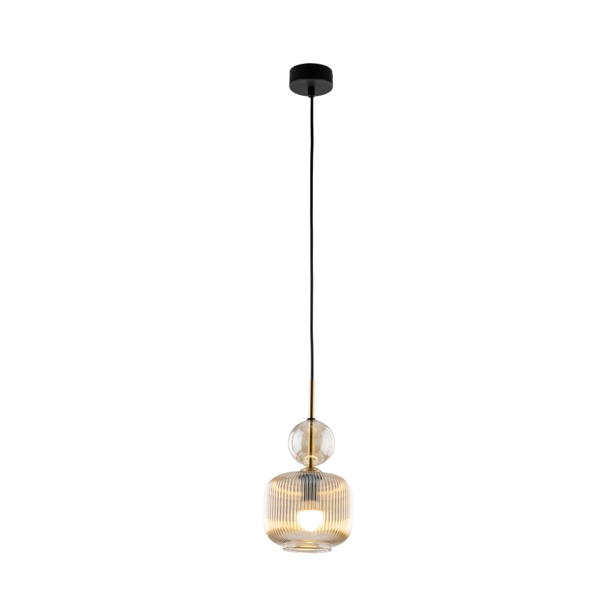 Luster na lanku SOPHIA 1xE14/10W/230V crna/dimljena bež