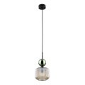 Luster na lanku SOPHIA 1xE14/10W/230V crna/zelena/dimna bež