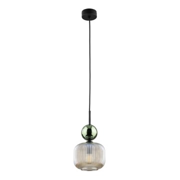 Luster na lanku SOPHIA 1xE14/10W/230V crna/zelena/dimna bež