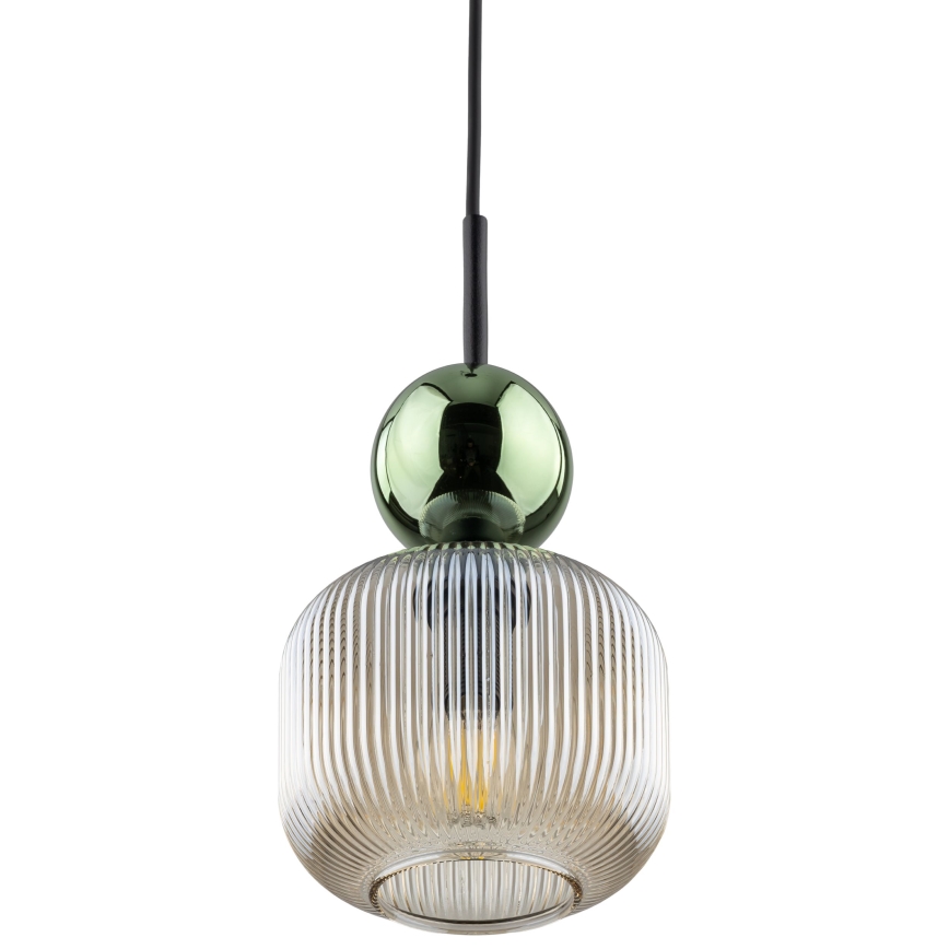 Luster na lanku SOPHIA 1xE14/10W/230V crna/zelena/dimna bež