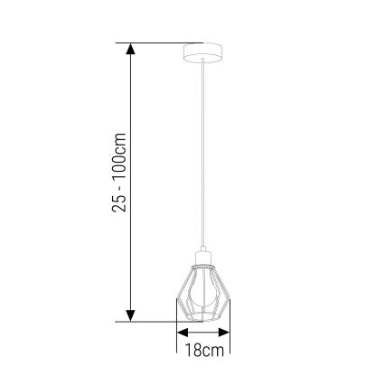 Luster na sajli 1xE27/35W/230V pr. 18 cm crna