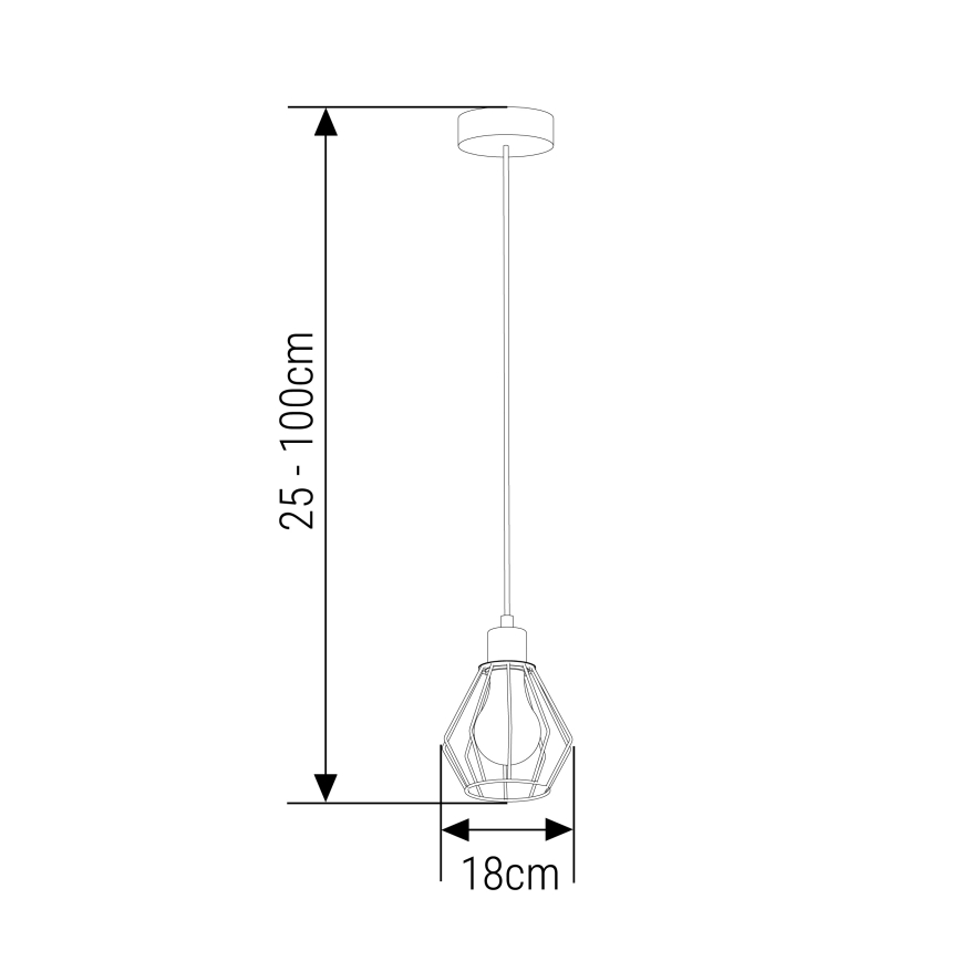 Luster na sajli 1xE27/35W/230V pr. 18 cm crna
