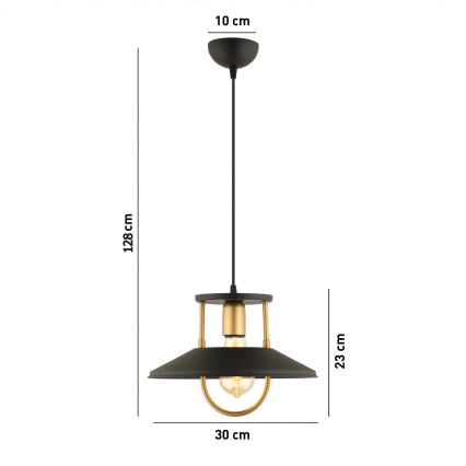 Luster na sajli 1xE27/40W/230V crna/zlatna