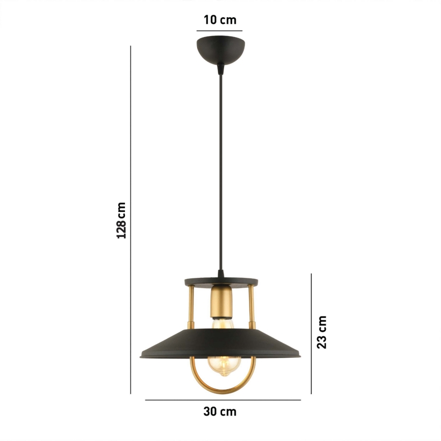 Luster na sajli 1xE27/40W/230V crna/zlatna