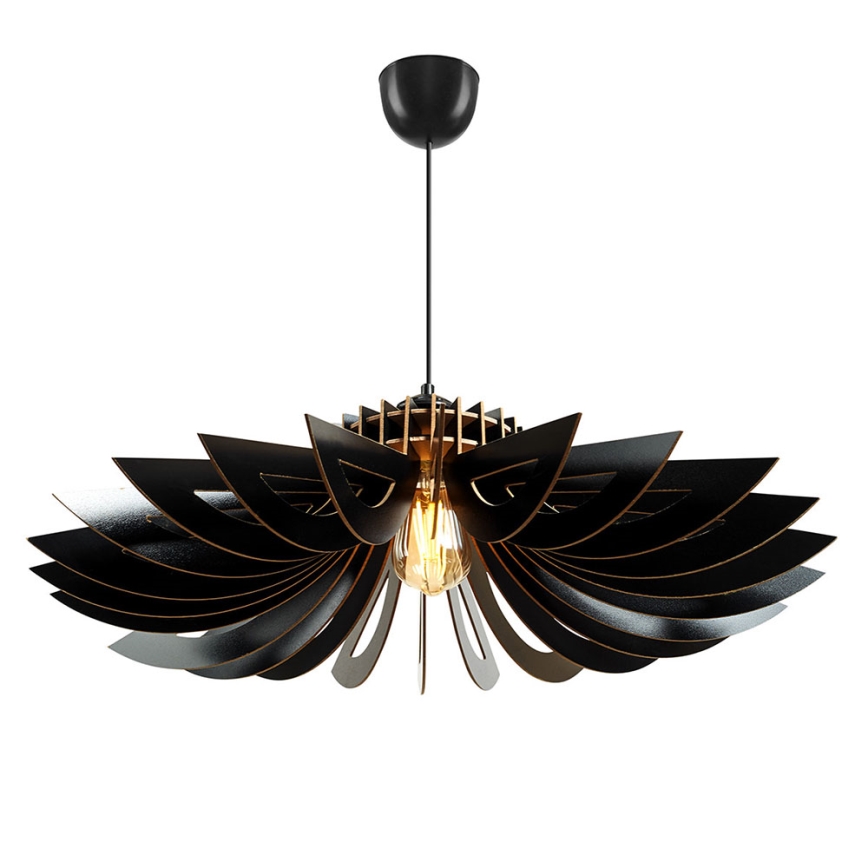 Luster na sajli 1xE27/60W/230V crna pr. 52 cm