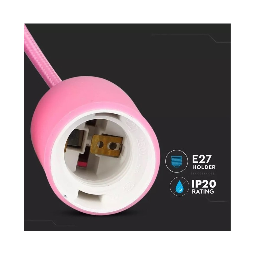 Luster na sajli 1xE27/60W/230V ružičasta