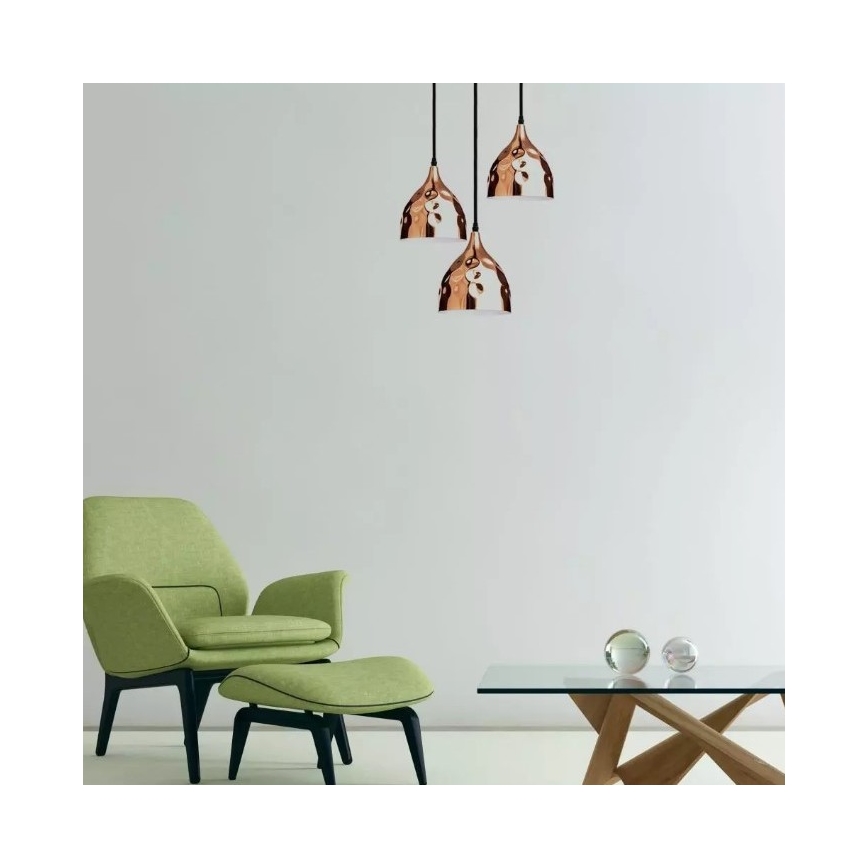 Luster na sajli 1xE27/60W/230V ružičasto zlatna