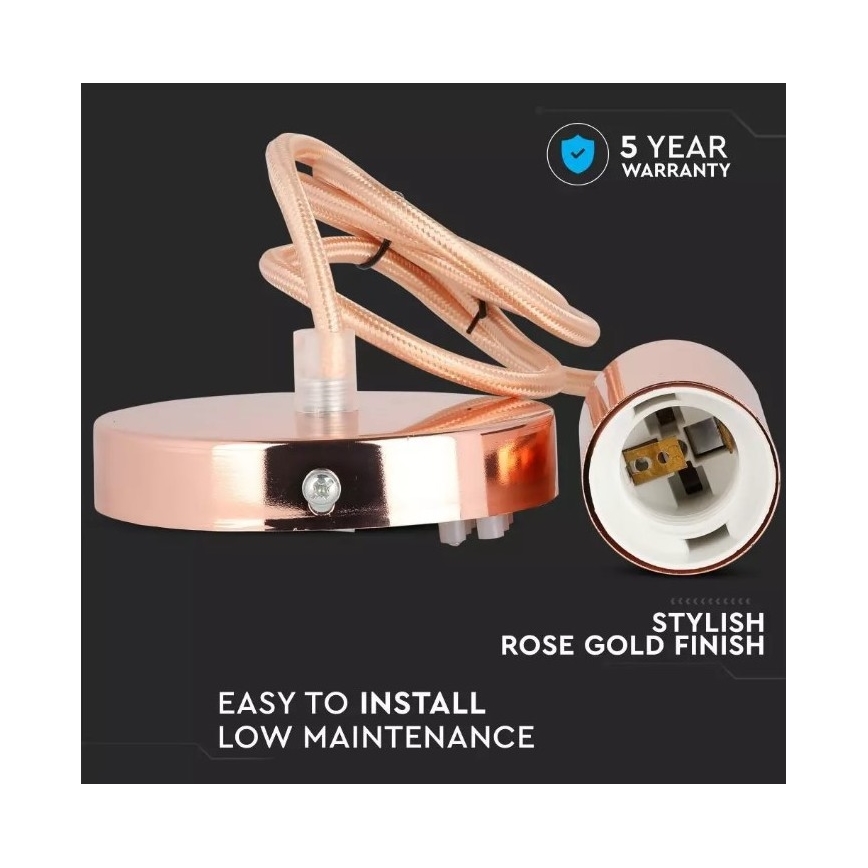 Luster na sajli 1xE27/60W/230V ružičasto zlatna