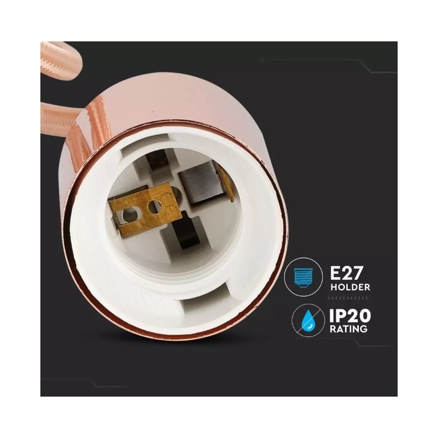 Luster na sajli 1xE27/60W/230V ružičasto zlatna