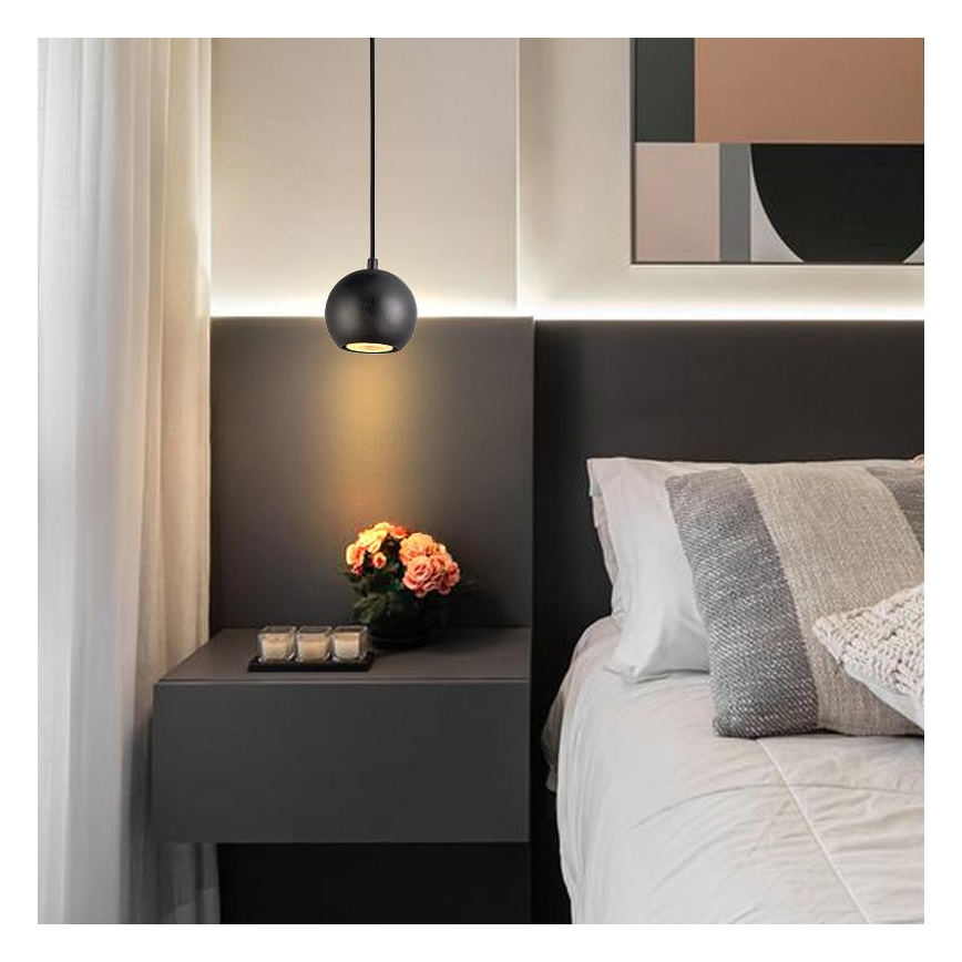 Luster na sajli 1xGU10/10W/230V jasen/masivni crna