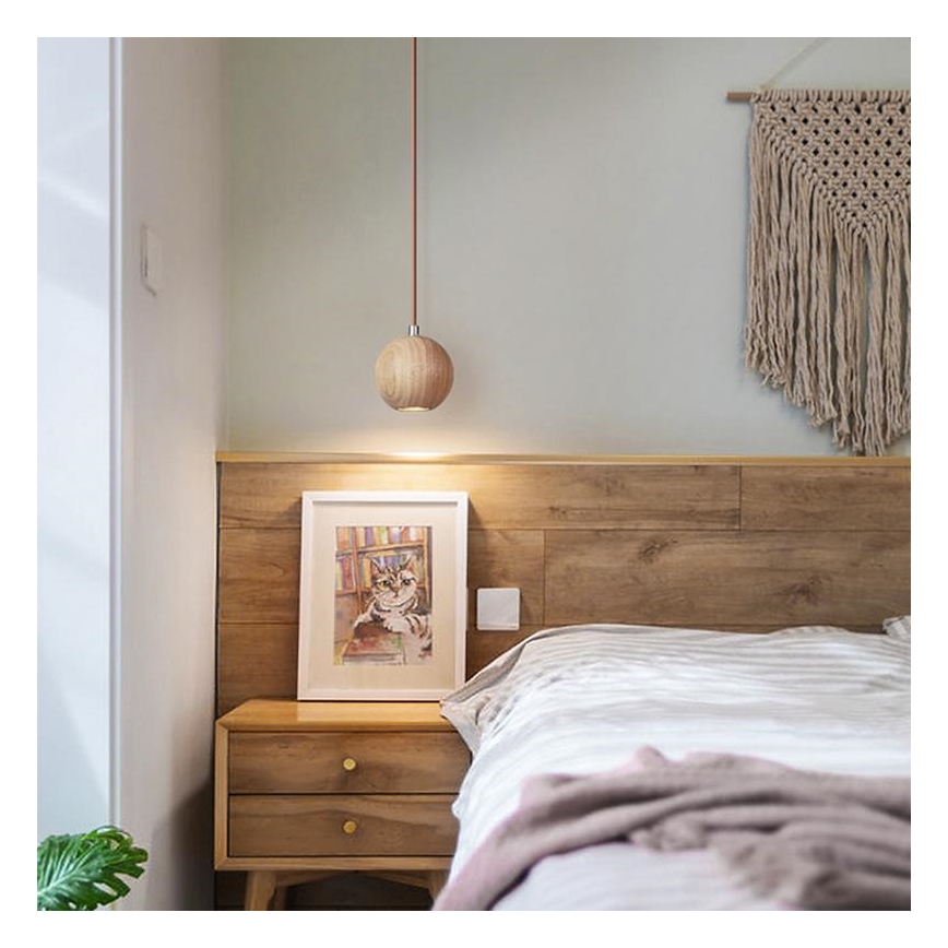 Luster na sajli 1xGU10/10W/230V Ø 11 cm masiv/jasen