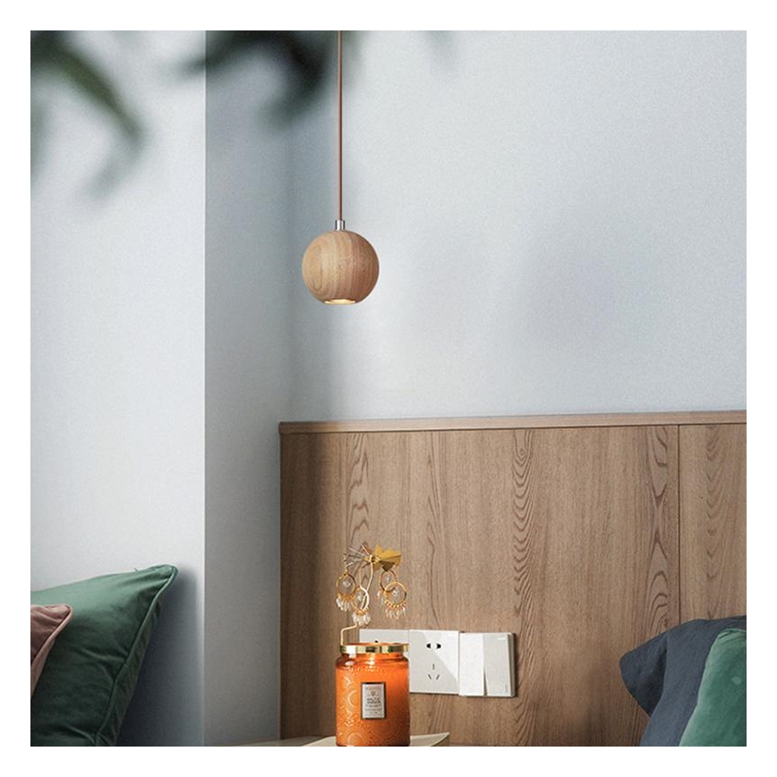 Luster na sajli 1xGU10/10W/230V Ø 11 cm masiv/jasen