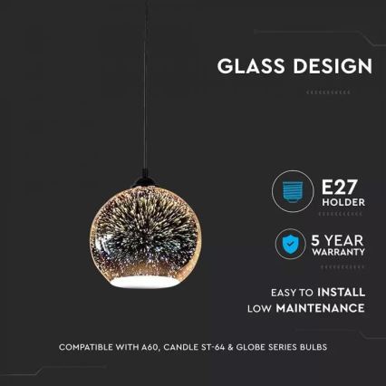 Luster na sajli 3D 1xE27/60W/230V