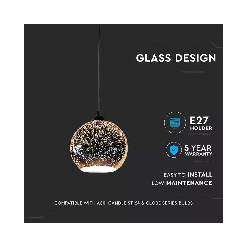 Luster na sajli 3D 1xE27/60W/230V