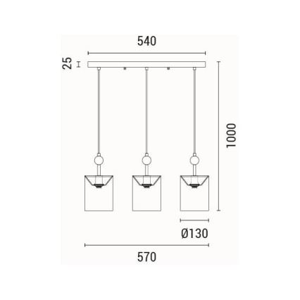 Luster na sajli 3xE14/15W/230V