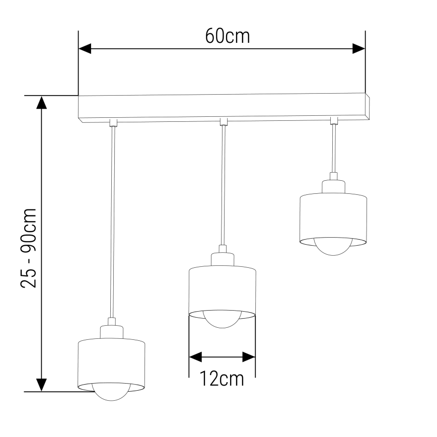 Luster na sajli 3xE27/35W/230V crna