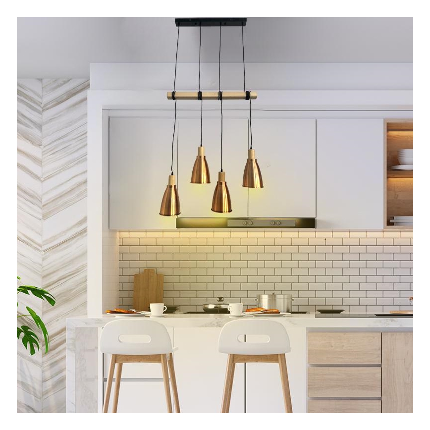 Luster na sajli 4xE27/60W/230V bakar