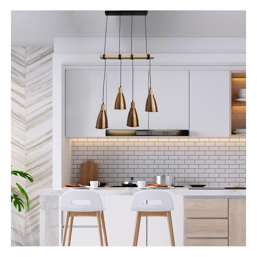 Luster na sajli 4xE27/60W/230V bakar