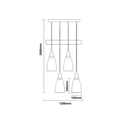 Luster na sajli 4xE27/60W/230V bakar