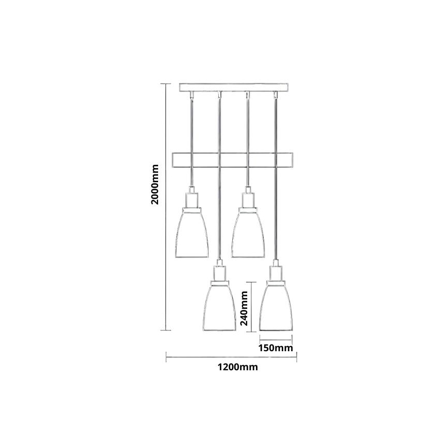 Luster na sajli 4xE27/60W/230V bakar