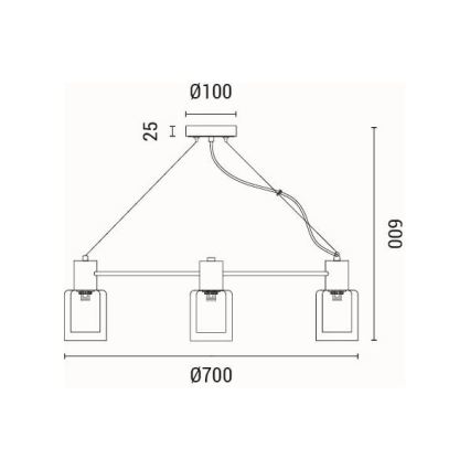 Luster na sajli 6xE14/15W/230V