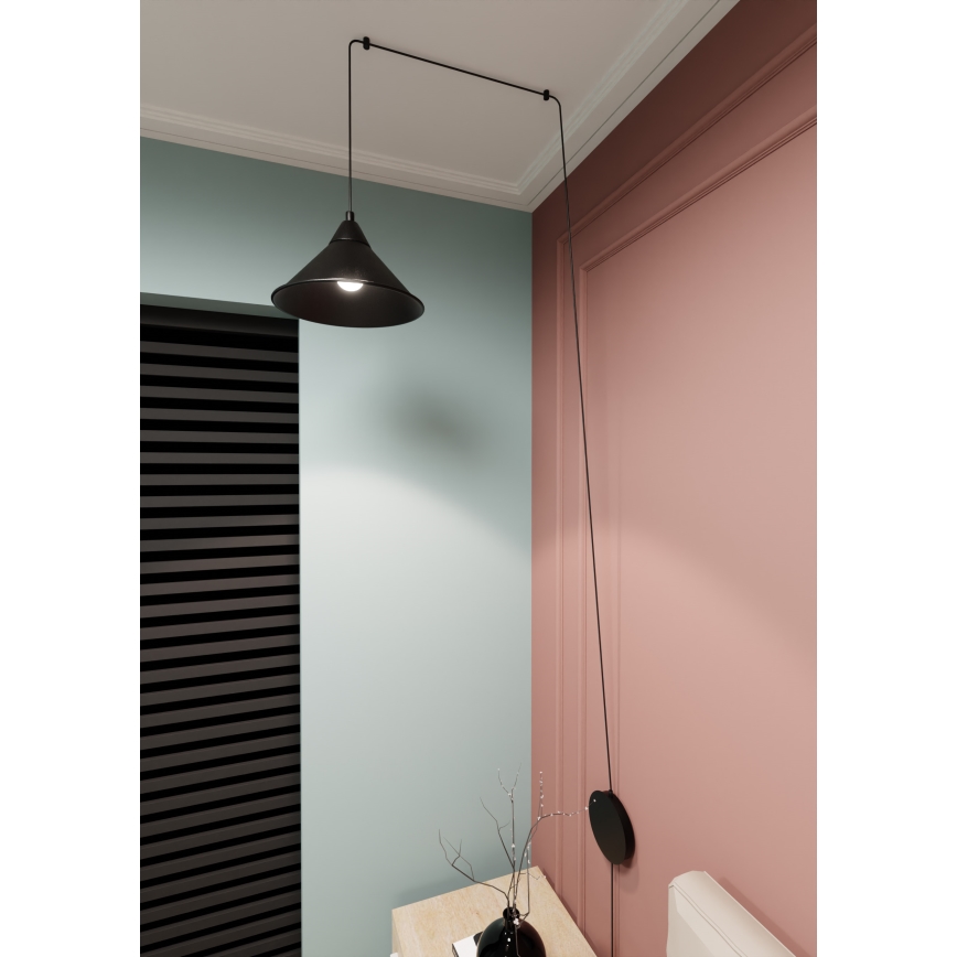 Luster na sajli ABRAMO 1xE27/15W/230V crna