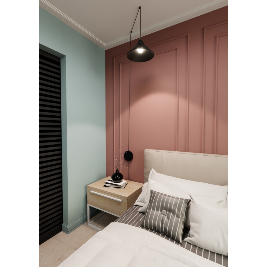 Luster na sajli ABRAMO 1xE27/15W/230V crna