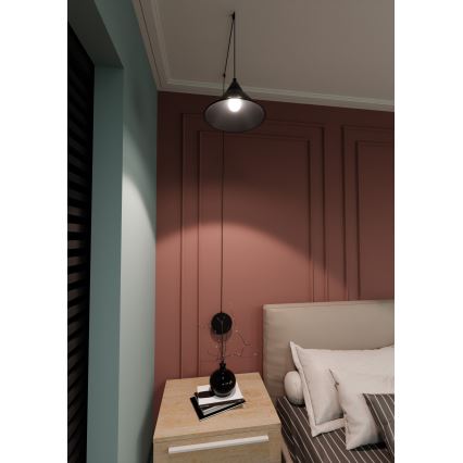 Luster na sajli ABRAMO 1xE27/15W/230V crna
