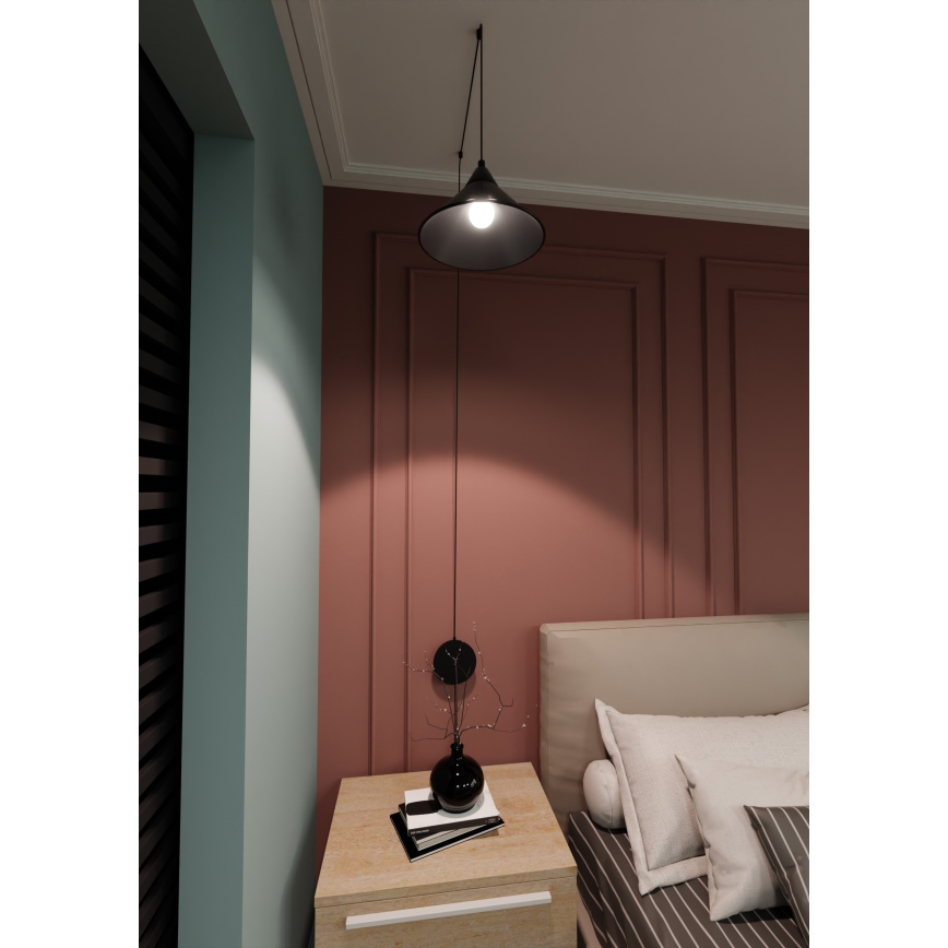Luster na sajli ABRAMO 1xE27/15W/230V crna